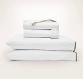 Percale Embellished Sheet Set - White/Oak Framed