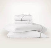 Signature Embellished Sheet Set - White/Oak Embroidered