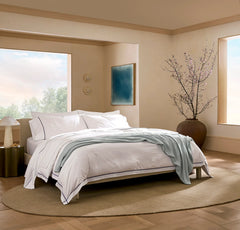 Signature Embellished Duvet Set - White/Coastal Navy Embroidered