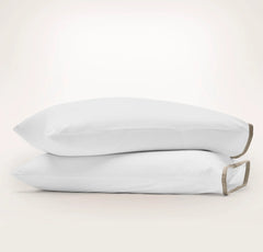 Percale Embellished Pillowcase Set - White/Oak Framed