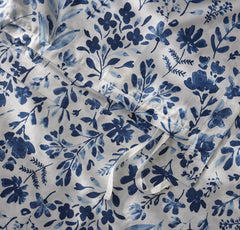 Signature Hemmed Duvet Set - Navy Botanical