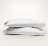Percale Hemmed Pillowcase Set - White/Pewter Simple Stripe
