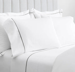 Signature Embellished Sheet Set - White/Stone Embroidered