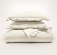 Signature Embellished Duvet Set - Cream/Sand Curved Edge