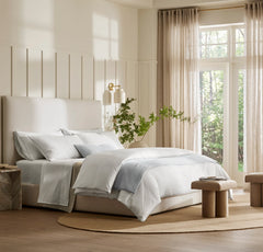 Signature Embellished Duvet Set - White/Shore Piped Edge