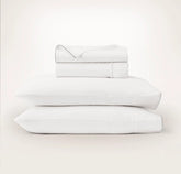 Signature Embellished Sheet Set - White/Shore Piped Edge