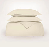 Percale Hemmed Duvet Set - Natural