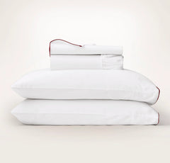 Signature Embellished Sheet Set - White/Holly Piped Edge