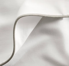 Signature Embellished Sheet Set - White/Pewter Piped Edge