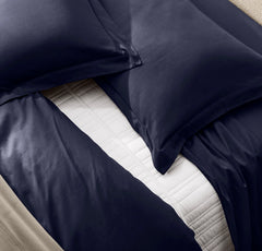 Percale Hemmed Duvet Set - Coastal Navy