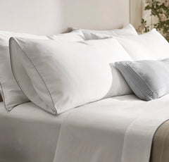 Signature Embellished Sheet Set - White/Shore Piped Edge