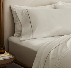 Signature Embellished Sheet Set - White/Oak Embroidered