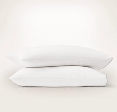 Signature Embellished Pillowcase Set - White/Shore Piped Edge