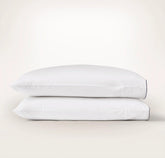 Percale Embellished Pillowcase Set - White/Coastal Navy Piped Edge