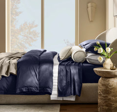 Signature Hemmed Duvet Set - Coastal Navy