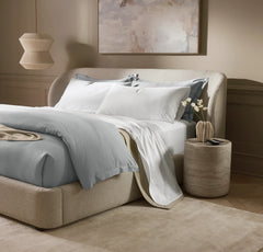 Percale Embellished Sheet Set - White/White Piped Edge