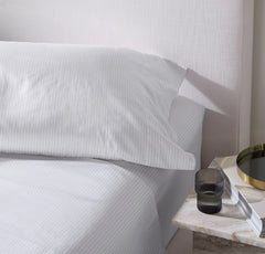 Signature Hemmed Sheet Set - White/Mineral Delicate Stripe