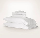 Percale Embellished Sheet Set - White/White Curved Edge
