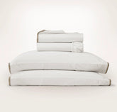 Percale Embellished Sheet Set - White/Pewter/Oak Trielle