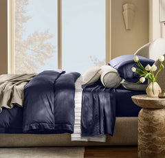 Percale Hemmed Sheet Set - Coastal Navy