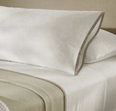 Percale Embellished Pillowcase Set - White/Oak Framed