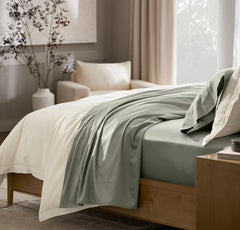 Percale Hemmed Fitted Sheet - Sageleaf