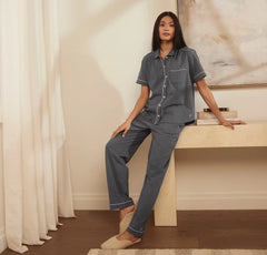 Soft Knit Short Sleeve & Pants Pajama Set - Night