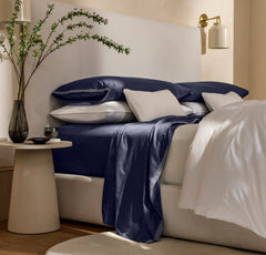 Signature Embellished Pillowcase Set - Coastal Navy/White Sail Stitch