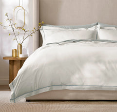 Percale Embellished Duvet Set - White/Shore Embroidered