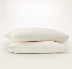 Signature Embellished Pillowcase Set - Cream/Cream Piped Edge