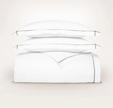 Signature Embellished Duvet Set - White/Stone Embroidered
