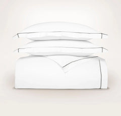 Signature Embellished Duvet Set - White/Stone Embroidered