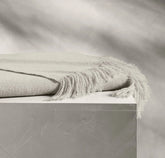 Alpaca Pin Check Oversized Throw Blanket - Ivory/Pewter