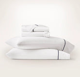 Signature Embellished Sheet Set - White/Coastal Navy Embroidered