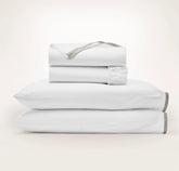 Percale Embellished Sheet Set - White/Pewter Framed
