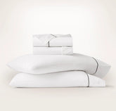 Signature Embellished Sheet Set - White/Stone Embroidered