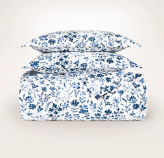 Signature Hemmed Duvet Set - Navy Botanical