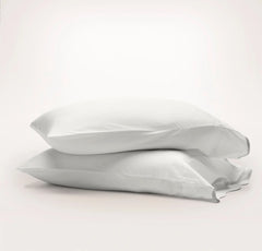Signature Embellished Pillowcase Set - White/Mist Curved Edge