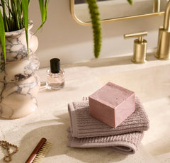 Turkish Ribbed Hand Towels (Pair) - Dusty Rose