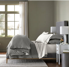 Percale Hemmed Duvet Set - Stone