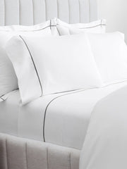 Signature Embellished Pillowcase Set - White/Stone Embroidered