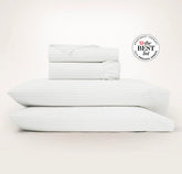 Percale Hemmed Sheet Set - White/Oak Simple Stripe