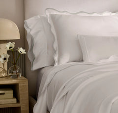 Signature Embellished Duvet Set - White/Mist Curved Edge