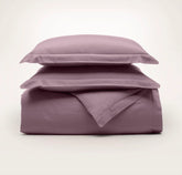 Percale Hemmed Duvet Set - Plum