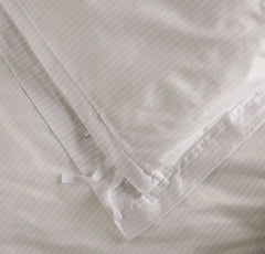Signature Hemmed Duvet Set - White/Pewter Delicate Stripe