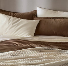 Signature Hemmed Duvet Set - Walnut