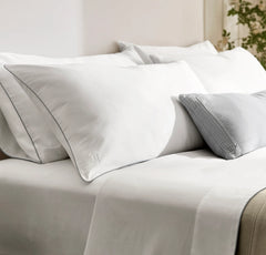 Signature Embellished Duvet Set - White/Shore Piped Edge