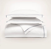 Percale Embellished Duvet Set - White/Mineral Embroidered