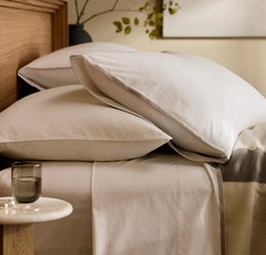 Percale Embellished Sheet Set - White/Pewter/Oak Trielle