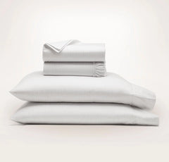 Signature Hemmed Sheet Set - White/Mineral Delicate Stripe